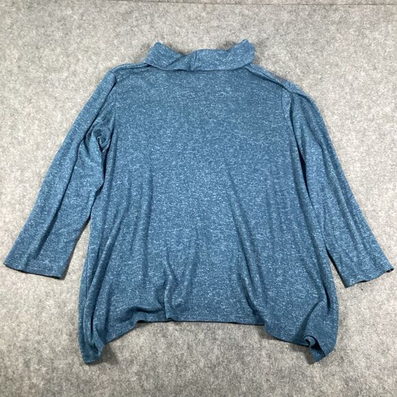 Jess & Jane Top Tunic Women X Large Blue Floral Cowl Neck Lagenlook Flowy - Picture 12 of 13